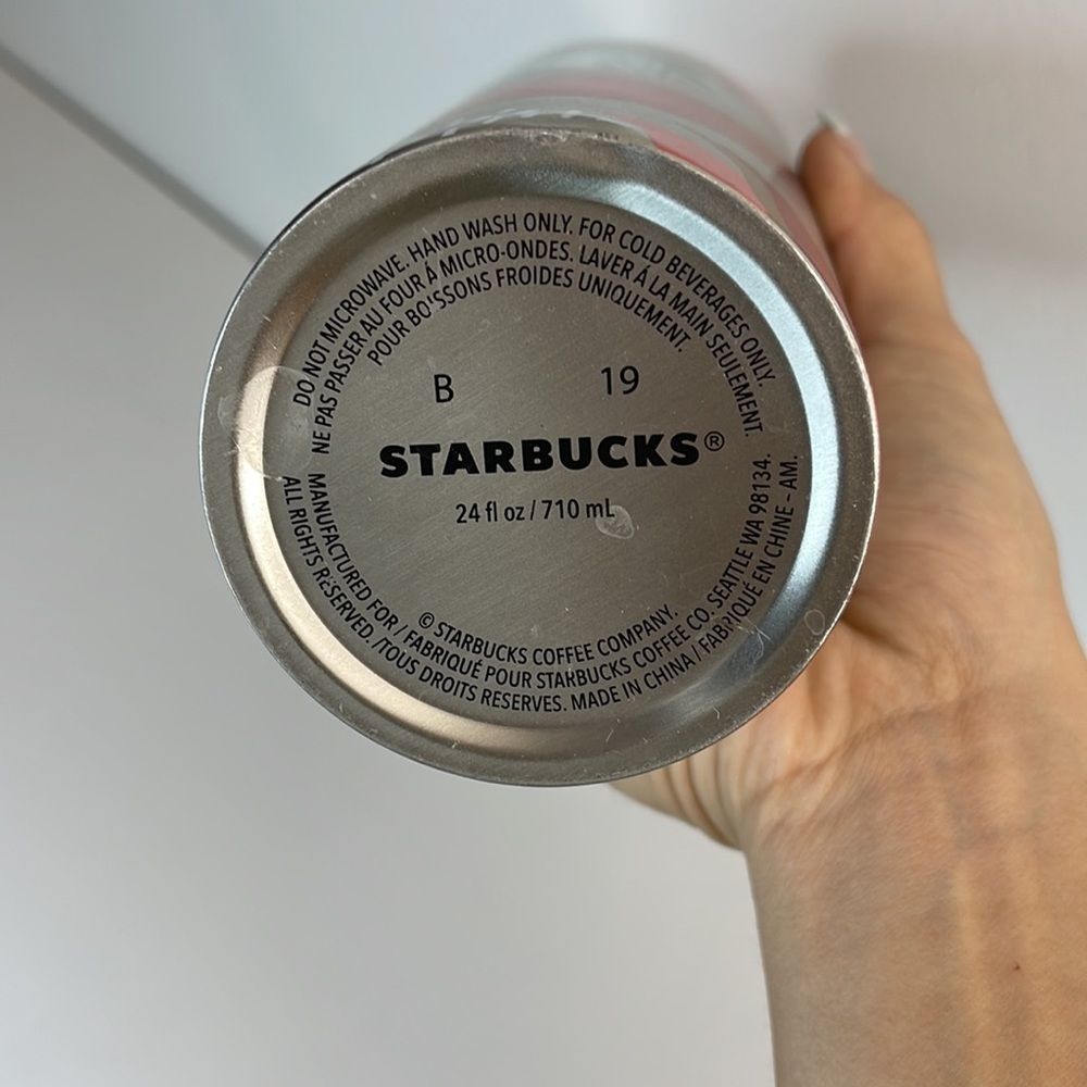 Starbucks 2019 Holiday Mistletoe Red/Pink Metal Tumbler - Picture 5 of 12